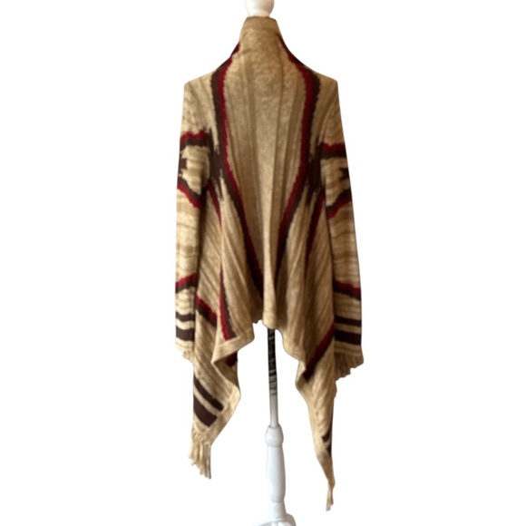 Ralph Lauren Ortega Southwestern Camel Muti Linen Blend Fringe Cardigan Size S/M - Picture 4 of 16